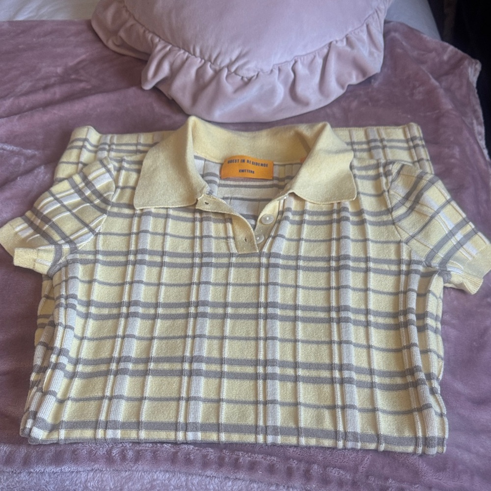 Plaid Yellow and Gray Polo Dress - Picture 4 of 5